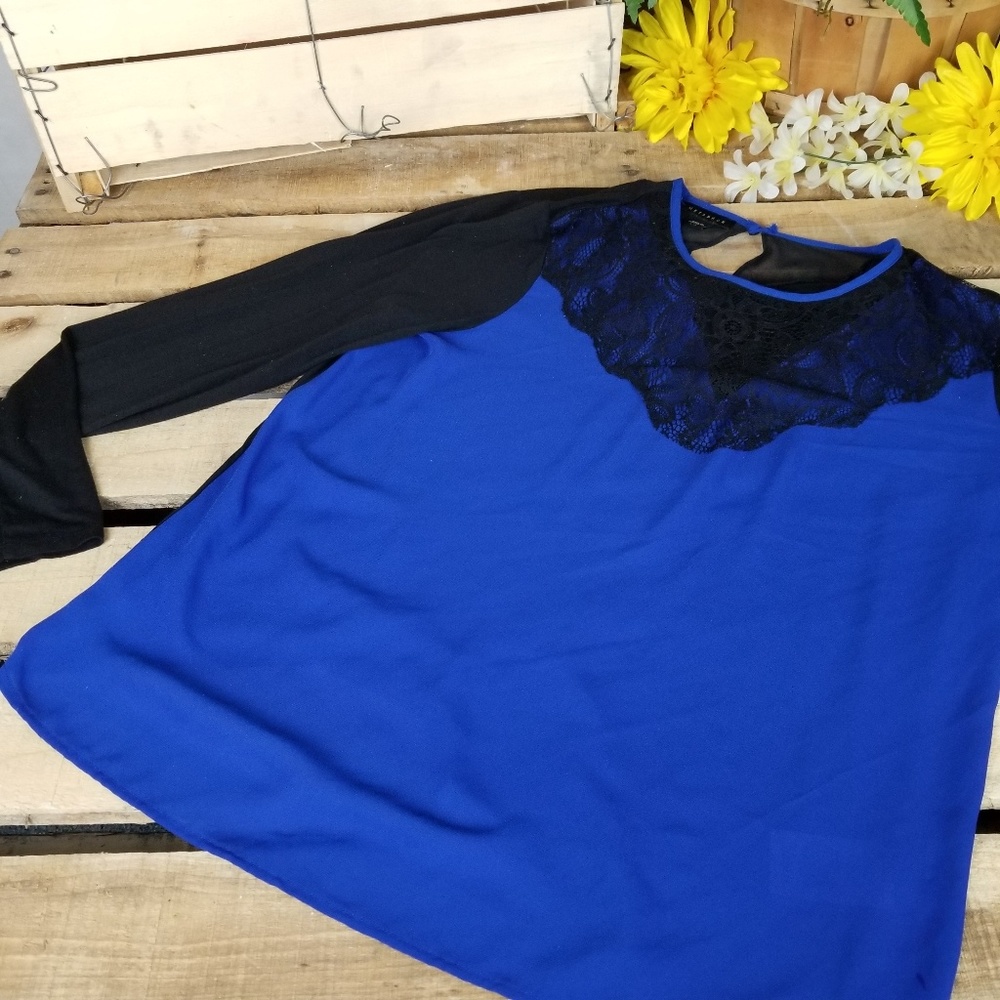 Metaphor navy/ black lace  Neck Long   Sleeve 122